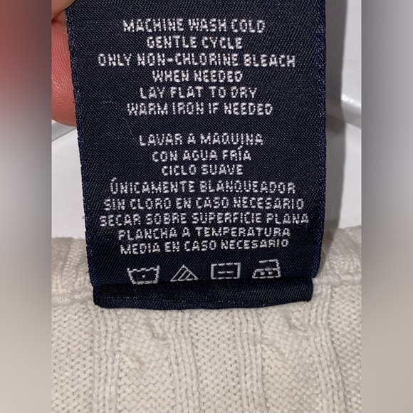 Polo Jeans Ralph Lauren Cable Knit Sweater Women’s M White Crewneck 100% Cotton - Picture 5 of 8